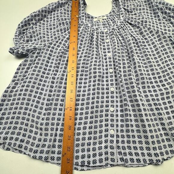 Madewell Top Womens Medium Purple Puff Sleeve Loose Button Front Preppy Whimsy - Picture 10 of 12